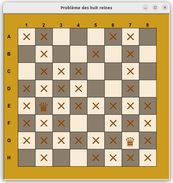 echiquier avec 2 reines